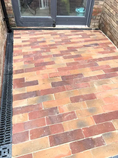 Clay brick paving with drainage channel